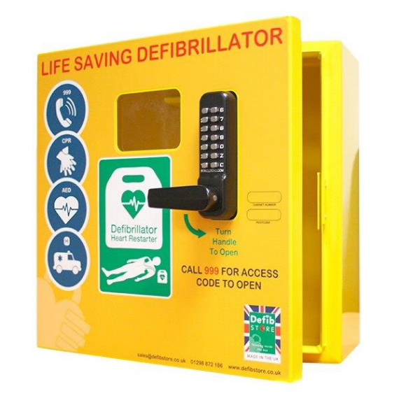 Picture of a defibrillator cabinet