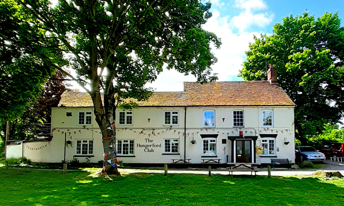 The Hungerford Club decorated with bunting to celebrate the Queen's Jubilee