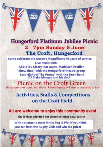 Poster with details of the Hungerford Jubilee Picnic on 5th June 2022