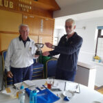 Hungerford Bowls Club Captain Derek Barton is presented with the Rose Bowl Trophy for winning the annual match against Westlecot Bowls Club, Swindon - 7th June 2026.