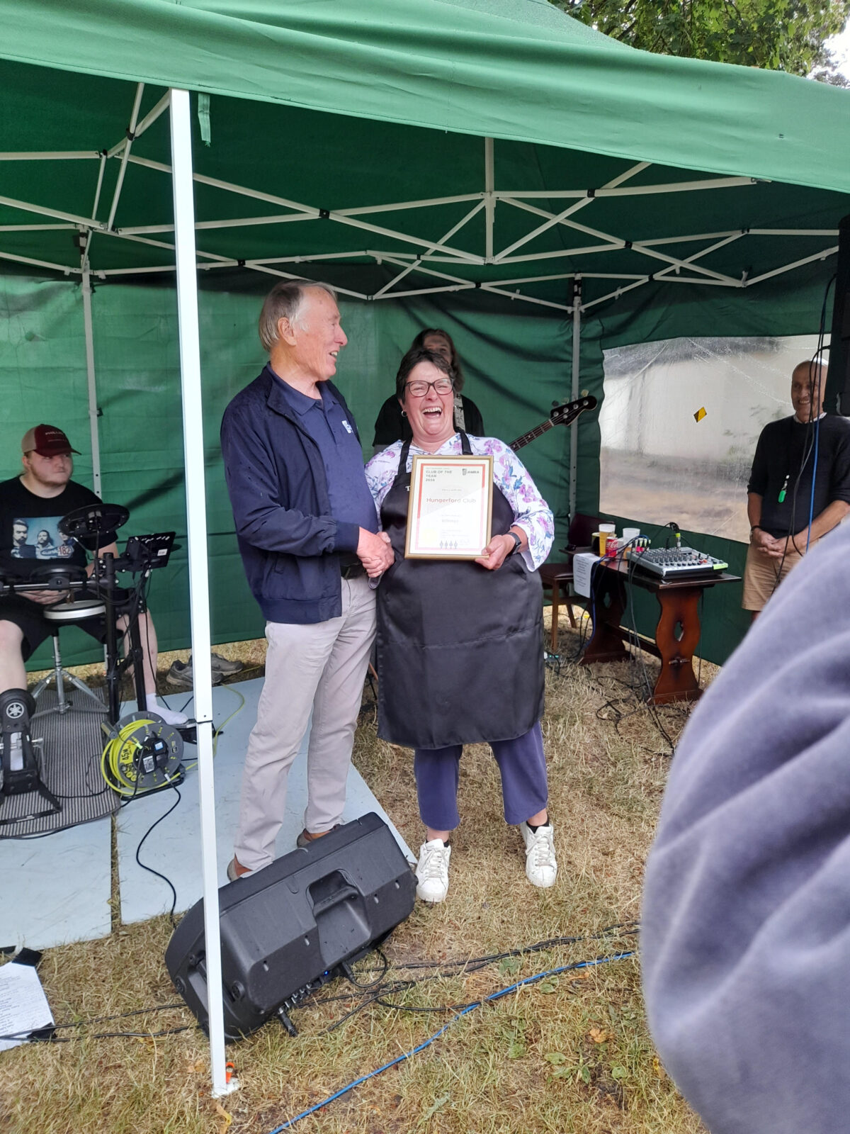 Hungerford Club Steward, Debbie Hutchins, receives the CAMRA West Berkshire Best Club of the Year at the Hungerford Club Beer festival - Saturday 29th August 2026